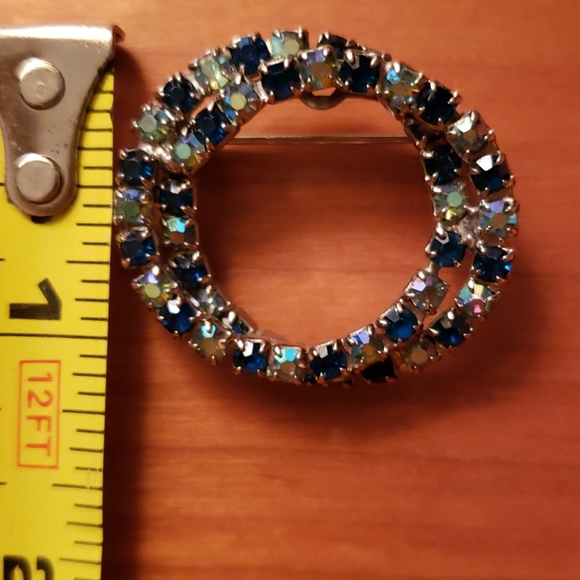 Double Circle Blue Stone Pin - Picture 3 of 4
